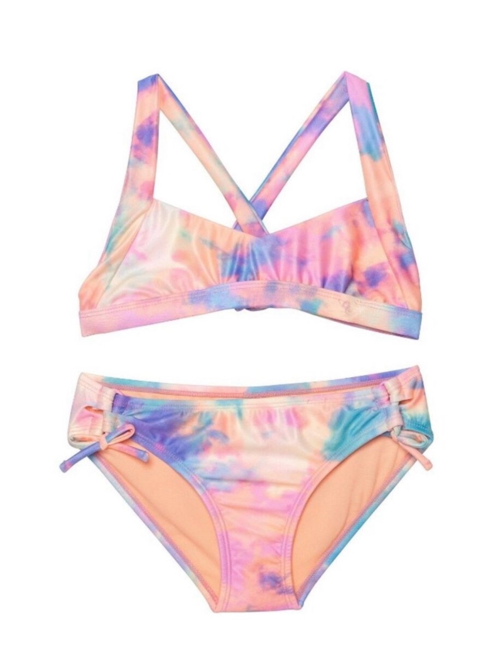 Raisins Girls' Tie-Dye Two-Piece Swim Set - Peach & Pastel